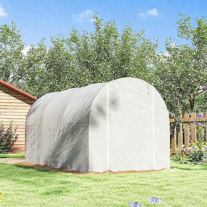 Outsunny Gewächshaus mit 6 Seitenfenster - 200 x 350 cm, Material Seitenwand: Kunststoff, 3 mm