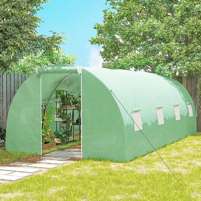 Outsunny Gewächshaus Rolltür mit Reißverschluss - 300 x 600 cm, Material Seitenwand: Kunststoff, 4 mm