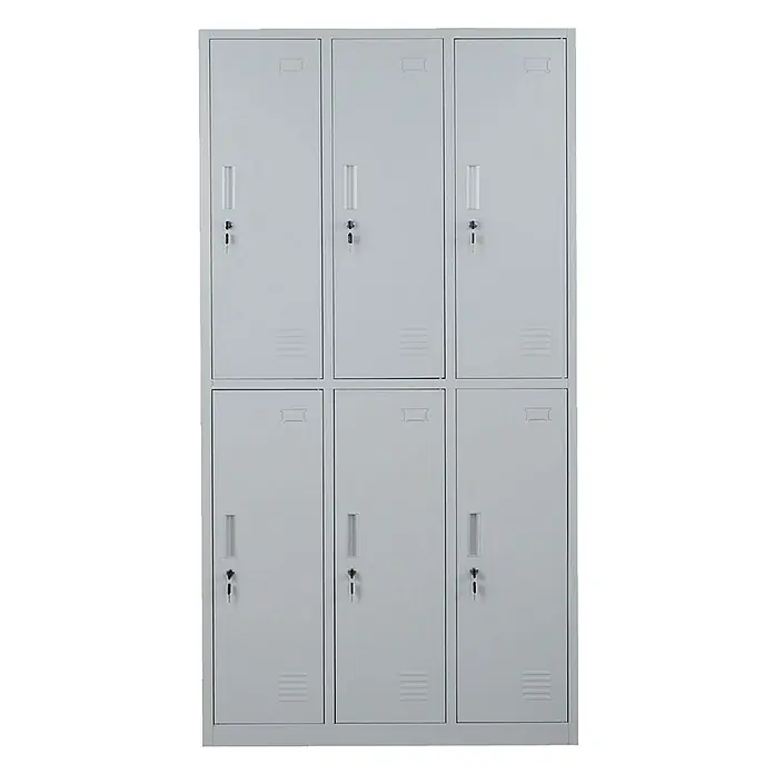 Proregal Schließfachschrank Saturn - H x B x T: 180 x 90 x 50 cm, Grau, Vormontiert, Anzahl Fächer: 6 Stk.
