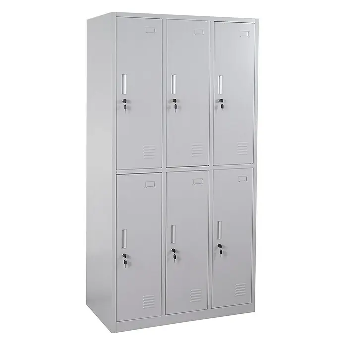 Proregal Schließfachschrank Saturn - H x B x T: 180 x 90 x 50 cm, Grau, Vormontiert, Anzahl Fächer: 6 Stk.