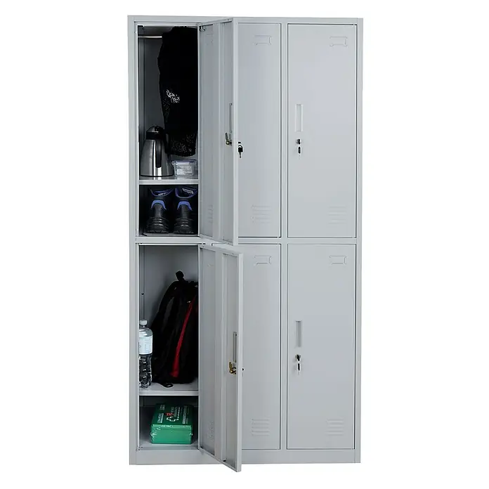 Proregal Schließfachschrank Saturn - H x B x T: 180 x 90 x 50 cm, Grau, Vormontiert, Anzahl Fächer: 6 Stk.