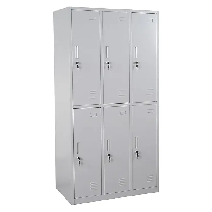 Proregal Schließfachschrank Saturn - H x B x T: 180 x 90 x 50 cm, Grau, Vormontiert, Anzahl Fächer: 6 Stk.