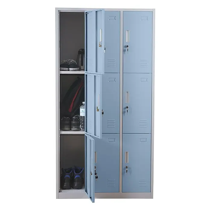 Proregal Schließfachschrank Saturn - Blau, Vormontiert, Anzahl Fächer: 9 Stk.