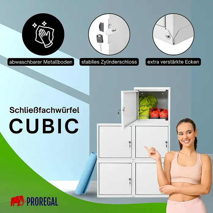 Proregal Schließfachschrank Mega Deal 5x Cubic - H x B x T: 35 x 35 x 35 cm, Grau, Zerlegt