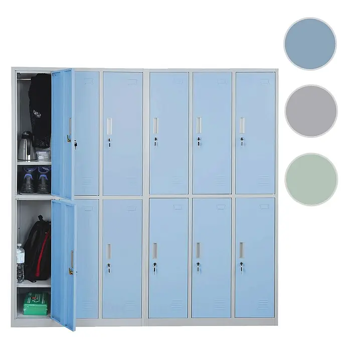 Proregal Schließfachschrank Saturn - Blau, Vormontiert, Anzahl Fächer: 12 Stk.
