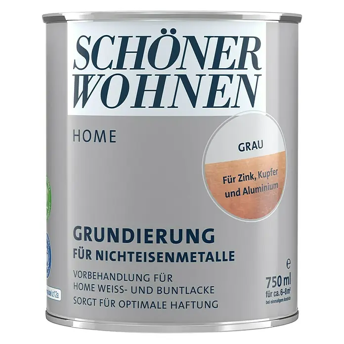 SCHÖNER WOHNEN-Farbe Home Grundierung Nichteisen - Grau, 750 ml - Dose mit Schönere Wohnen Home Grundierung für Nichteisenmetalle in Grau, 750ml.