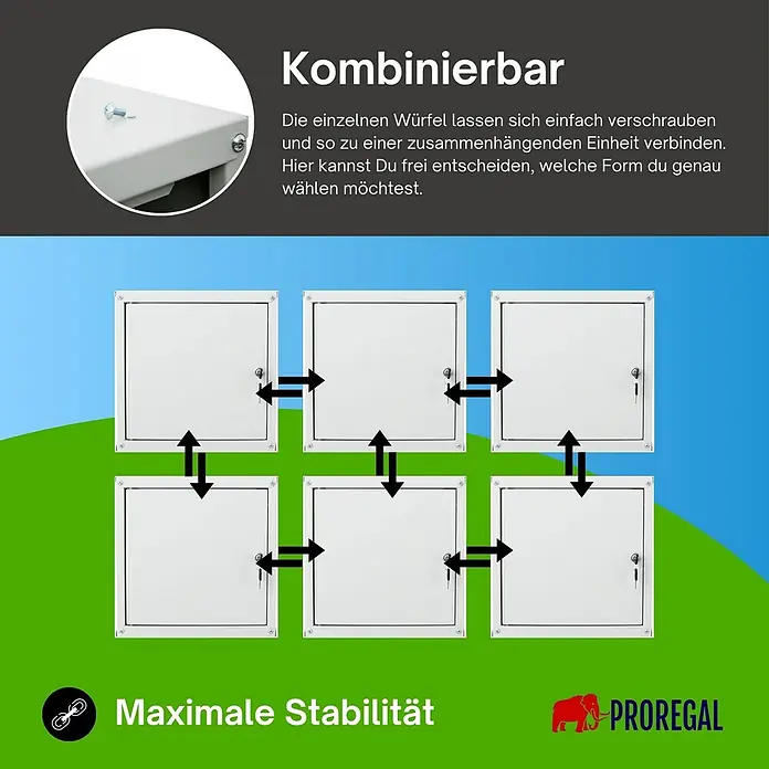 Proregal Schließfachschrank Mega Deal 6x Cubic - H x B x T: 35 x 35 x 35 cm, Grau, Zerlegt