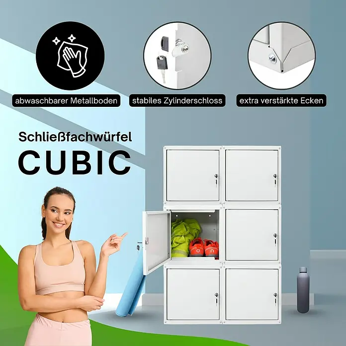 Proregal Schließfachschrank Mega Deal 6x Cubic - H x B x T: 35 x 35 x 35 cm, Grau, Zerlegt
