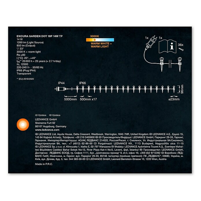 Ledvance LED-Lichterkette Endura Dot (Außen, 13,5 m, Anzahl Leuchtmittel: 18 Stk.) | BAUHAUS