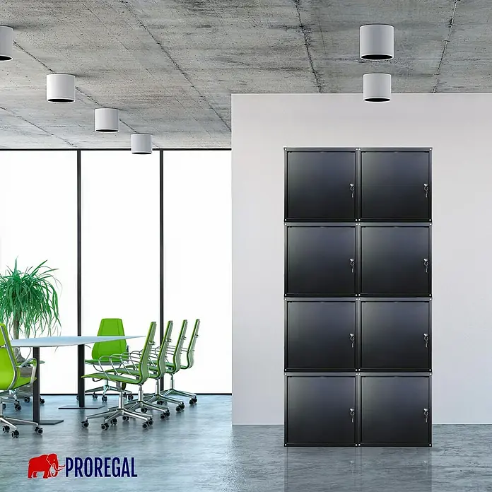 Proregal Schließfachschrank Cubic - H x B x T: 35 x 35 x 35 cm, Schwarz, Zerlegt