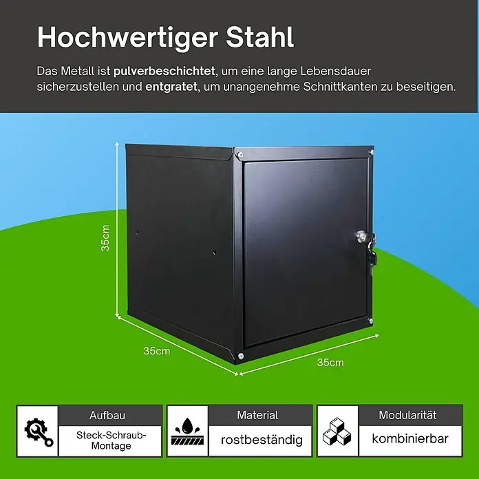 Proregal Schließfachschrank Cubic - H x B x T: 35 x 35 x 35 cm, Schwarz, Zerlegt