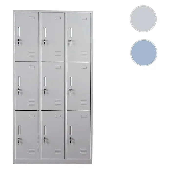 Proregal Schließfachschrank Saturn - Grau, Vormontiert, Anzahl Fächer: 9 Stk.