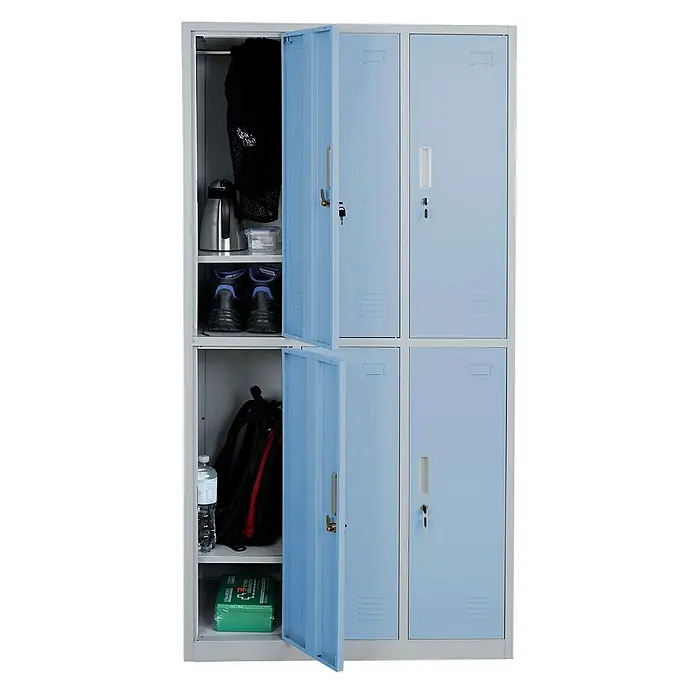 Proregal Schließfachschrank Saturn - H x B x T: 180 x 90 x 50 cm, Blau, Vormontiert, Anzahl Fächer: 6 Stk.