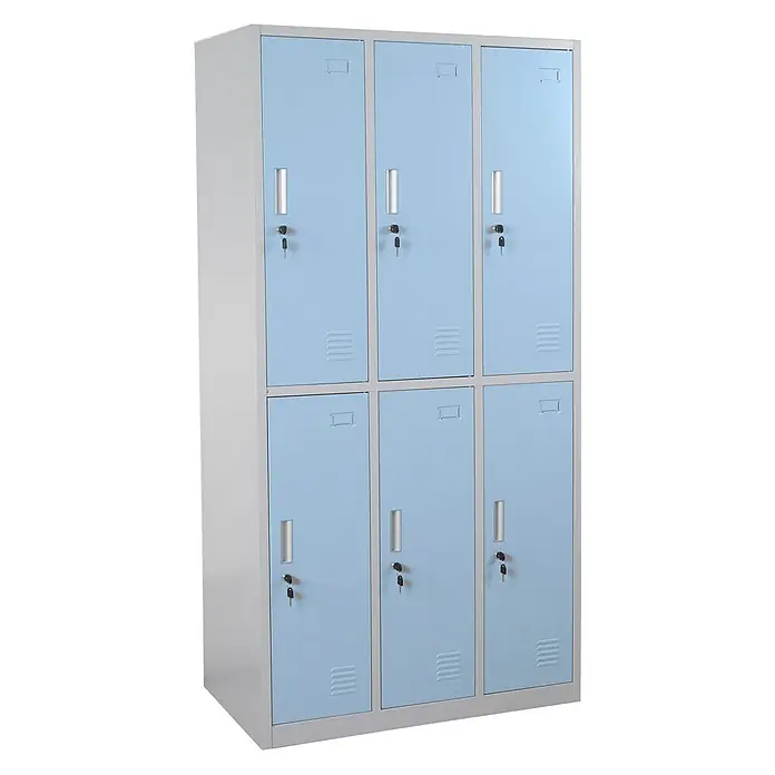 Proregal Schließfachschrank Saturn - H x B x T: 180 x 90 x 50 cm, Blau, Vormontiert, Anzahl Fächer: 6 Stk.