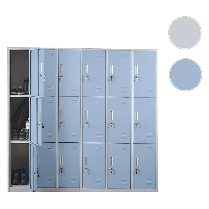 Proregal Schließfachschrank Saturn - Blau, Vormontiert, Anzahl Fächer: 18 Stk.