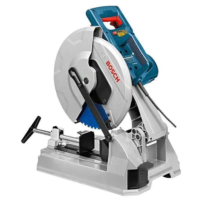 Bosch Metallkreissäge GCD 12 JL - 2.000 W, Leerlaufdrehzahl: 1.500 U/min - Blaue und graue Bosch Metalltrennsäge mit großem Scheibenschutz, stabilem Fuß und Materialklemme.