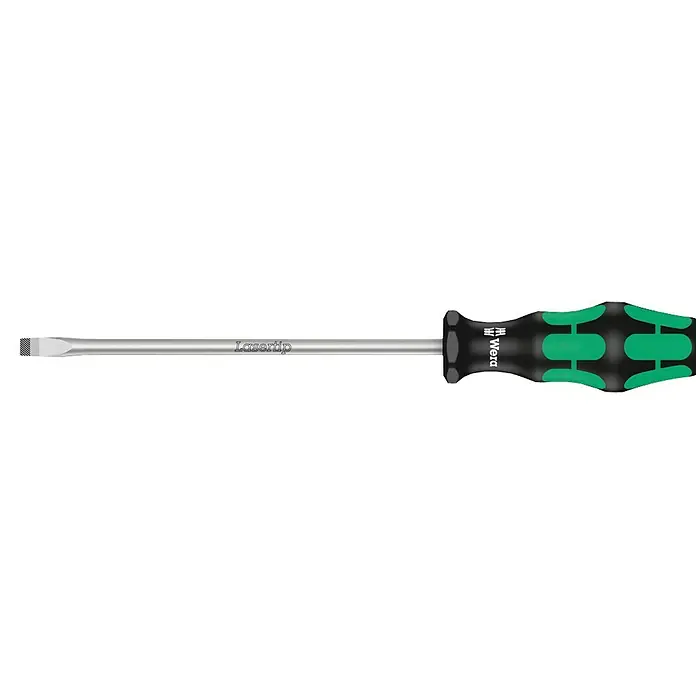 Wera Kraftform Plus Schraubendreher 334 - Klingenbreite: 8 mm, Schlüsselweite: 1,2 mm, Klingenlänge: 175 mm - Wera Lasertip Schlitz-Schraubendreher mit ergonomischem Griff für präzises Schrauben und erhöhte Griffigkeit. Hochwertiges Werkzeug für Profis.