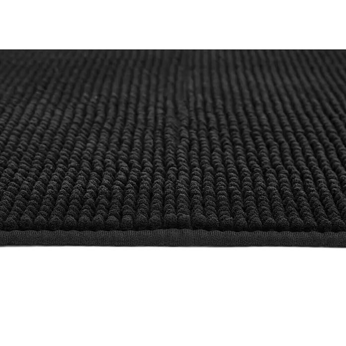 Badteppich Zottel - 50 x 80 cm, Schwarz, 100% Polyester - Schwarze Badematte mit weicher, strukturierter Schlingenoberfläche.