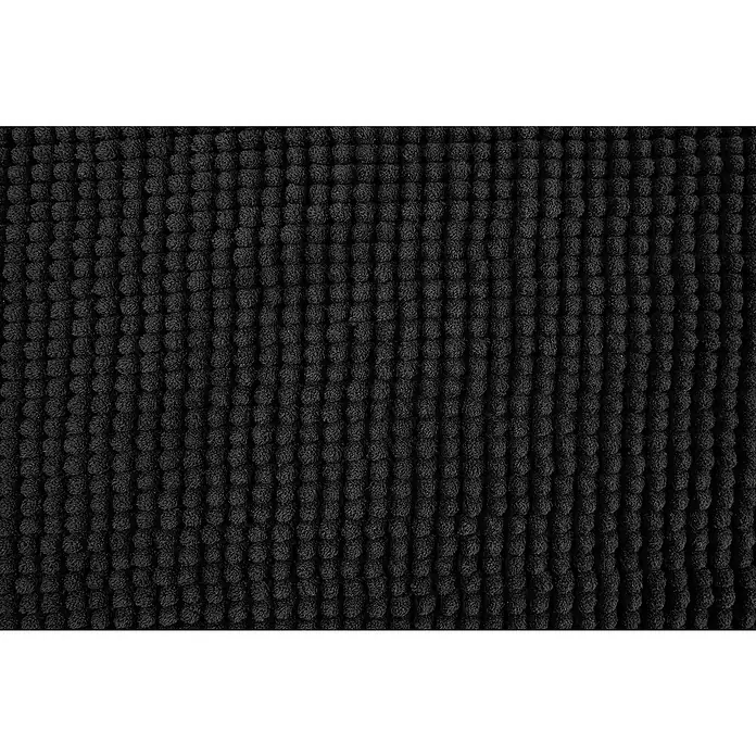 Badteppich Zottel - 50 x 80 cm, Schwarz, 100% Polyester - Schwarzer Strukturstoff mit dichtem Muster aus kleinen, erhabenen, weichen Noppen.