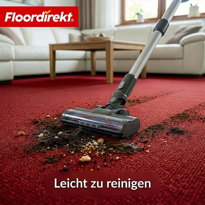 Floordirekt Teppichboden Meterware Malta - aus Nadelvlies - mit Schaumrücken - Dunkelrot - 200 x 600 cm - Breite: 200 cm, Nadelfilz, Polypropylen, Rot