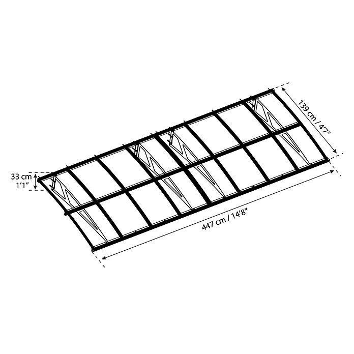 Palram – Canopia Pultvordach Amsterdam4.470 x 1.390 x 330 mm, Farbe Träger: Anthrazitgrau Unknown