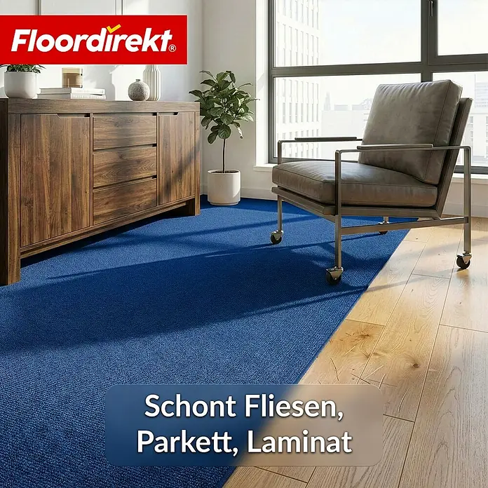 Floordirekt Teppichboden Meterware Malta - aus Nadelvlies - mit Schaumrücken - Dunkelblau - 200 x 700 cm - Breite: 200 cm, Nadelfilz, Polypropylen, Dunkelblau