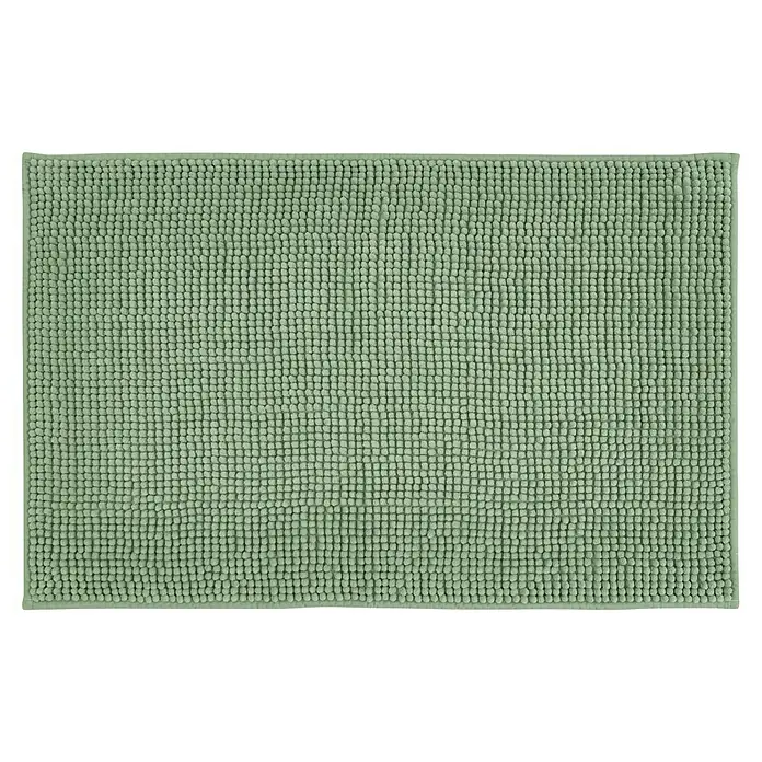 Badteppich Zottel - 50 x 80 cm, Salbei, 100% Polyester - Hellgrüne, strukturierte Badematte mit weicher Noppenoberfläche.