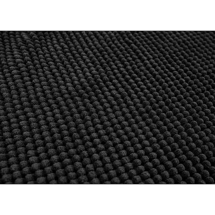 Badteppich Zottel - 50 x 80 cm, Schwarz, 100% Polyester - Schwarze Matte mit einem Muster aus erhöhten, weichen Noppen.
