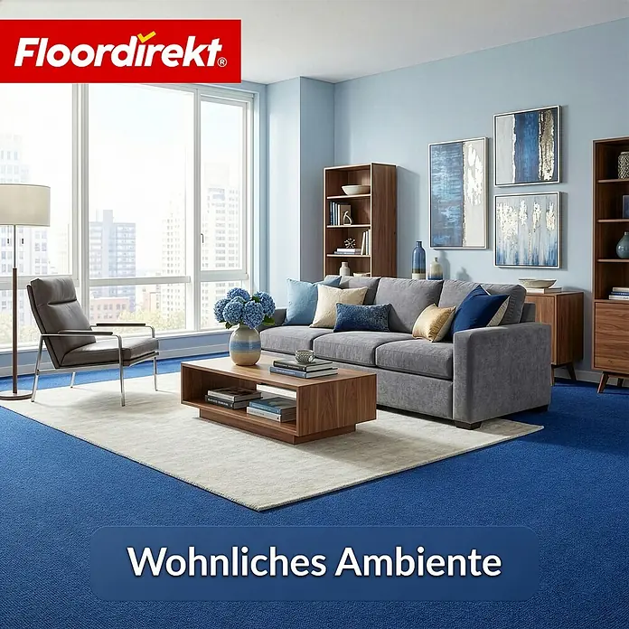 Floordirekt Teppichboden Meterware Malta - aus Nadelvlies - mit Schaumrücken - Dunkelblau - 200 x 150 cm - Breite: 200 cm, Nadelfilz, Polypropylen, Dunkelblau