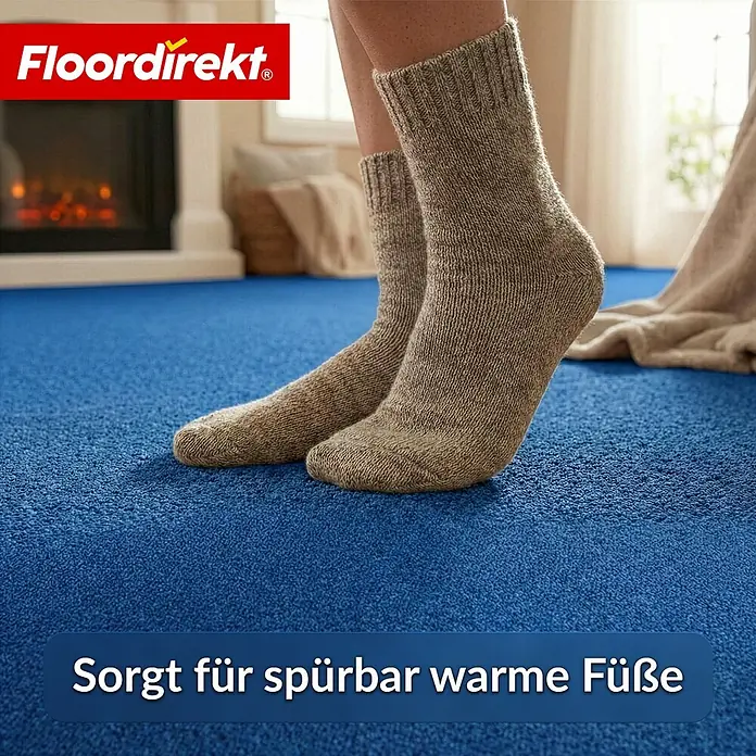 Floordirekt Teppichboden Meterware Malta - aus Nadelvlies - mit Schaumrücken - Dunkelblau - 200 x 150 cm - Breite: 200 cm, Nadelfilz, Polypropylen, Dunkelblau