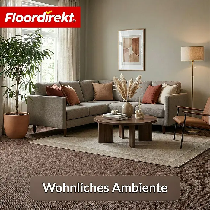 Floordirekt Teppichboden Meterware Malta - aus Nadelvlies - mit Schaumrücken - Dunkelbraun - 200 x 900 cm - Breite: 200 cm, Nadelfilz, Polypropylen, Dunkelbraun