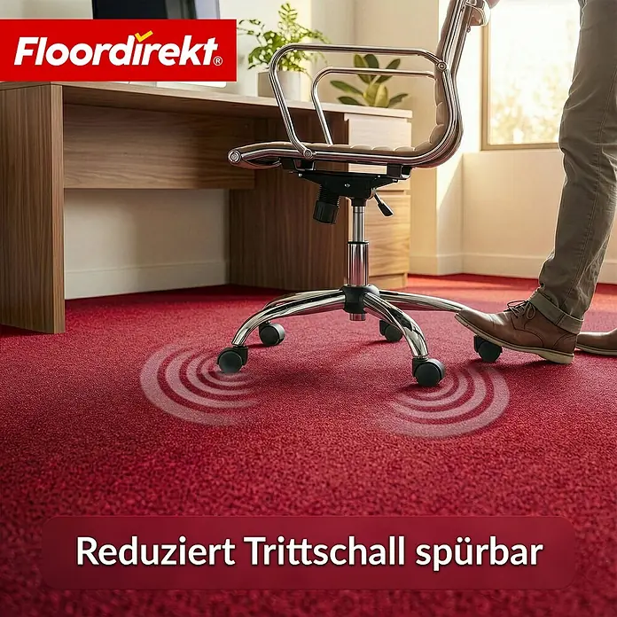 Floordirekt Teppichboden Meterware Malta - aus Nadelvlies - mit Schaumrücken - Dunkelrot - 200 x 900 cm - Breite: 200 cm, Nadelfilz, Polypropylen, Rot