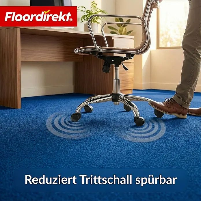 Floordirekt Teppichboden Meterware Malta - aus Nadelvlies - mit Schaumrücken - Dunkelblau - 200 x 400 cm - Breite: 200 cm, Nadelfilz, Polypropylen, Dunkelblau