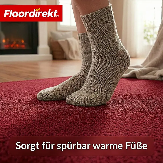 Floordirekt Teppichboden Meterware Malta - aus Nadelvlies - mit Schaumrücken - Dunkelrot - 200 x 200 cm - Breite: 200 cm, Nadelfilz, Polypropylen, Rot