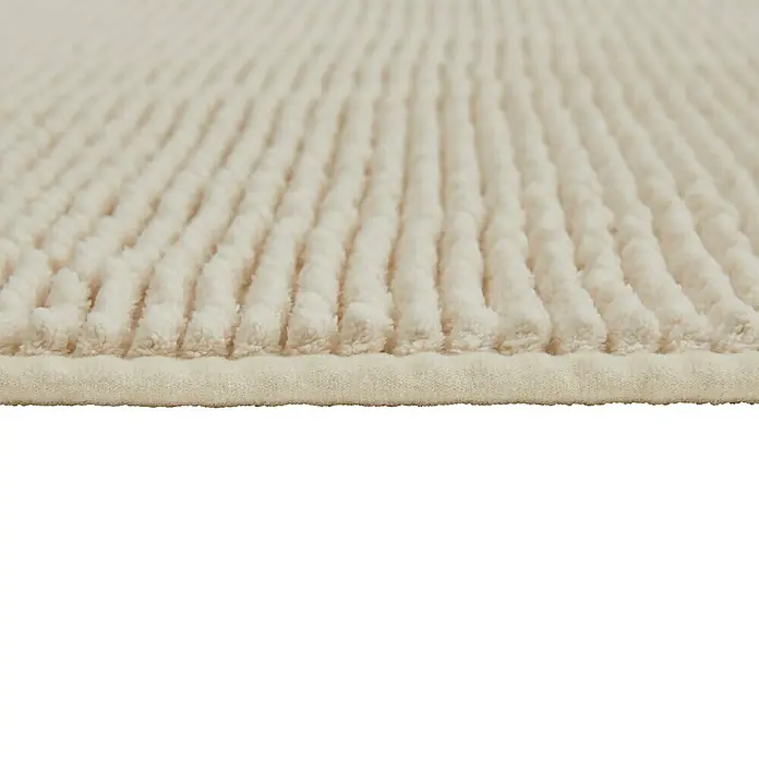 Badteppich Zottel - 50 x 80 cm, Creme, 100% Polyester - Cremefarbene Schlingenflorteppich oder Matte. Weiches, strukturiertes Textil.