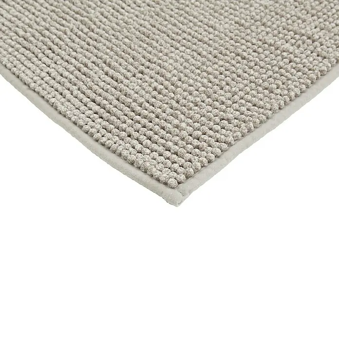 Badteppich Zottel - 60 x 100 cm, Grau, 100% Polyester - Hellgraue Badematte mit Schlingenstruktur.