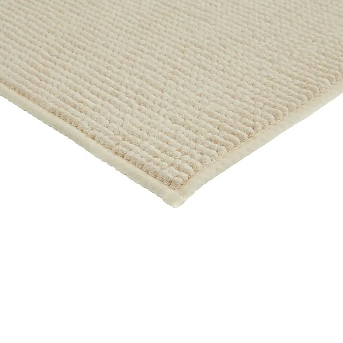 Badteppich Zottel - 50 x 80 cm, Creme, 100% Polyester - Hellbeige strukturierte Matte mit erhabenem Noppenmuster in diagonalen Reihen.