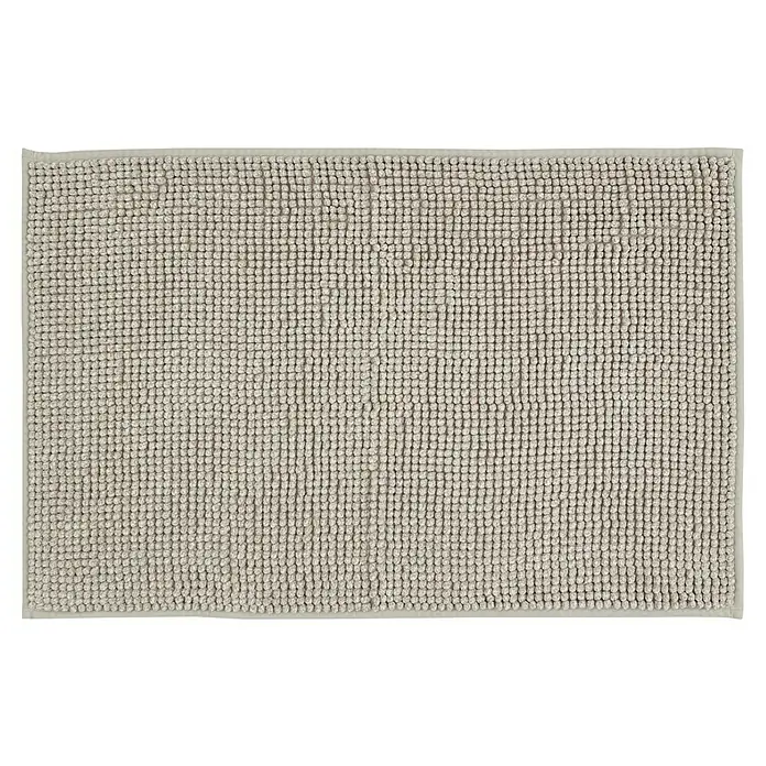 Badteppich Zottel - 60 x 100 cm, Grau, 100% Polyester - Hellgraue getuftete Badematte, weich und saugfähig.