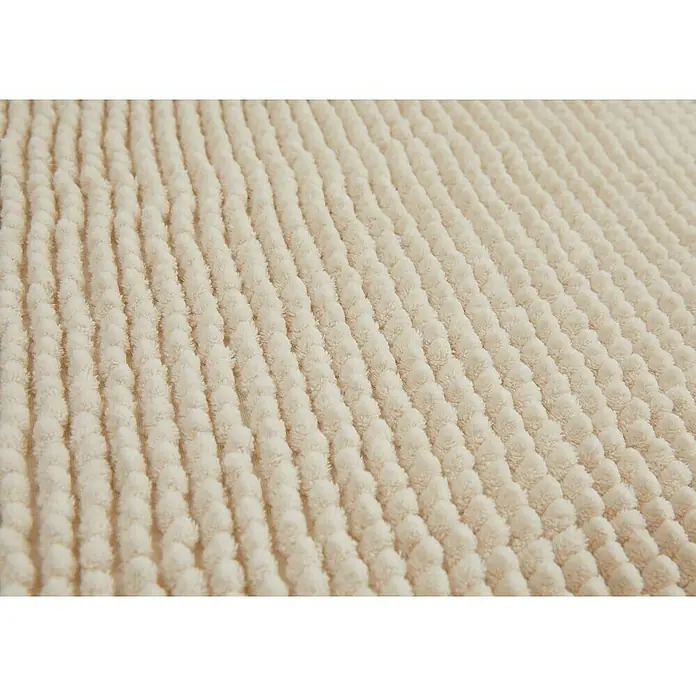 Badteppich Zottel - 50 x 80 cm, Creme, 100% Polyester - Cremefarbener Chenille-Stoff mit erhabenem Noppenmuster.