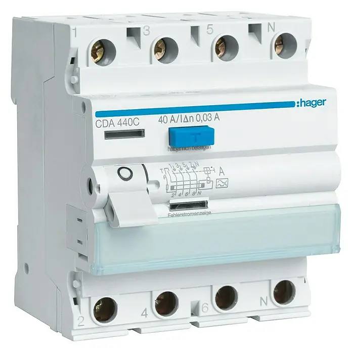 Warmfay FI - Interruttore a corrente residua, RCD tipo B, 40 A, 30 mA, sensore a 4 poli