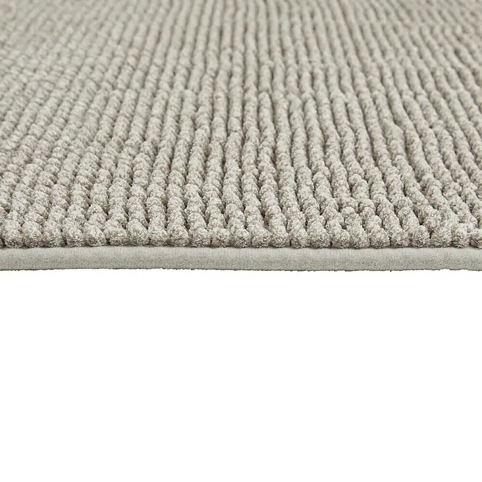 Badteppich Zottel - 60 x 100 cm, Grau, 100% Polyester - Hellgraue, weiche, strukturierte Matte mit Schlingenflor.