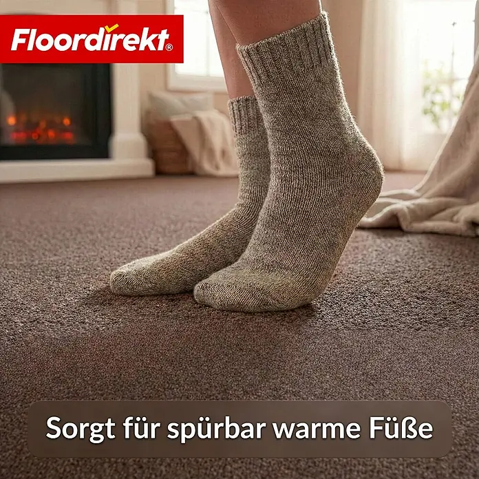 Floordirekt Teppichboden Meterware Malta - aus Nadelvlies - mit Schaumrücken - Dunkelbraun - 200 x 200 cm - Breite: 200 cm, Nadelfilz, Polypropylen, Dunkelbraun
