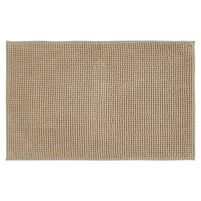 Badteppich Zottel - 50 x 80 cm, Sand, 100% Polyester - Beige rechteckige Badematte mit genoppter, strukturierter Oberfläche.