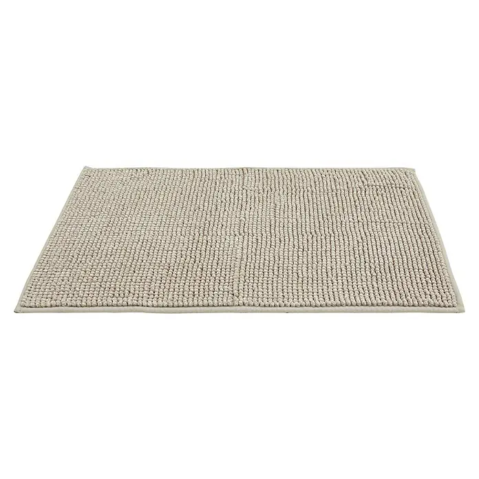 Badteppich Zottel - 60 x 100 cm, Grau, 100% Polyester - Beige rechteckige Textilmatte mit weicher, schlingenartiger Oberfläche.