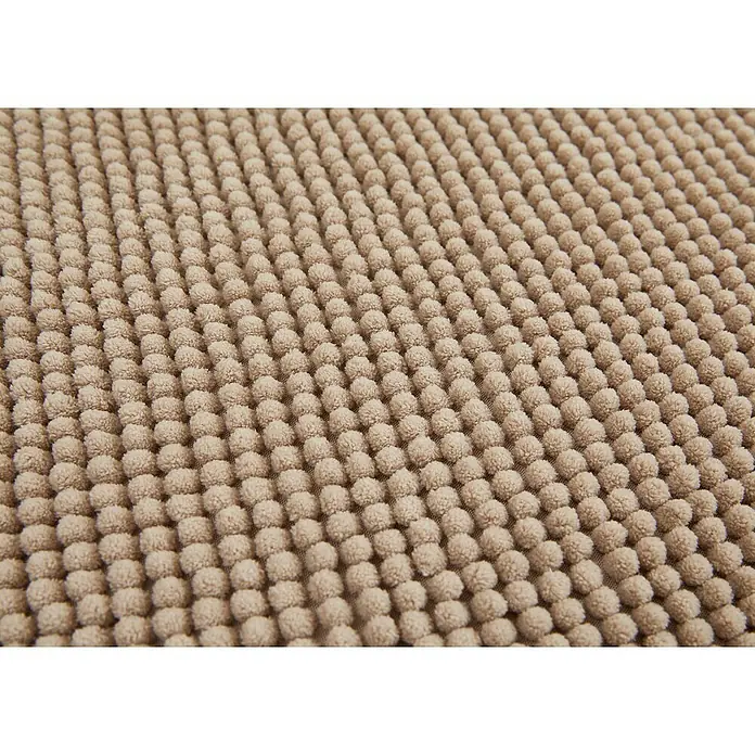 Badteppich Zottel - 50 x 80 cm, Sand, 100% Polyester - Nahaufnahme einer beigefarbenen strukturierten Matte mit weichen, runden Noppen.