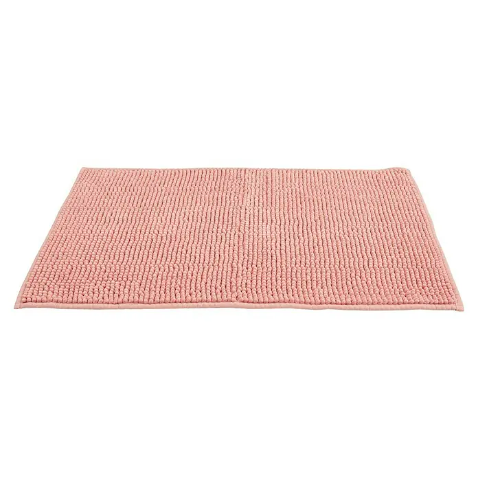 Badteppich Zottel - 50 x 80 cm, Rose, 100% Polyester - Weiche, rechteckige rosa Badematte mit strukturierter, geschlungener Oberfläche.