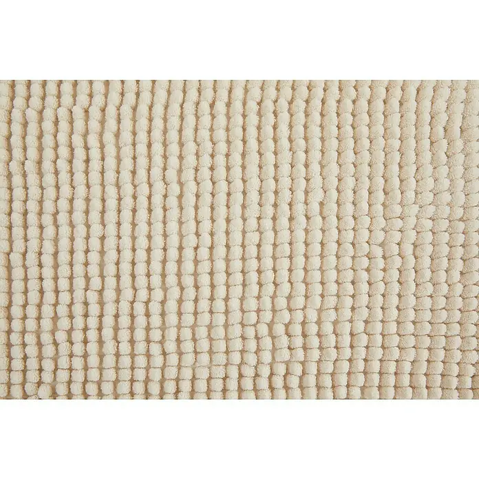 Badteppich Zottel - 50 x 80 cm, Creme, 100% Polyester - Nahaufnahme eines cremefarbenen Chenille-Stoffs mit quadratischer Noppenstruktur.