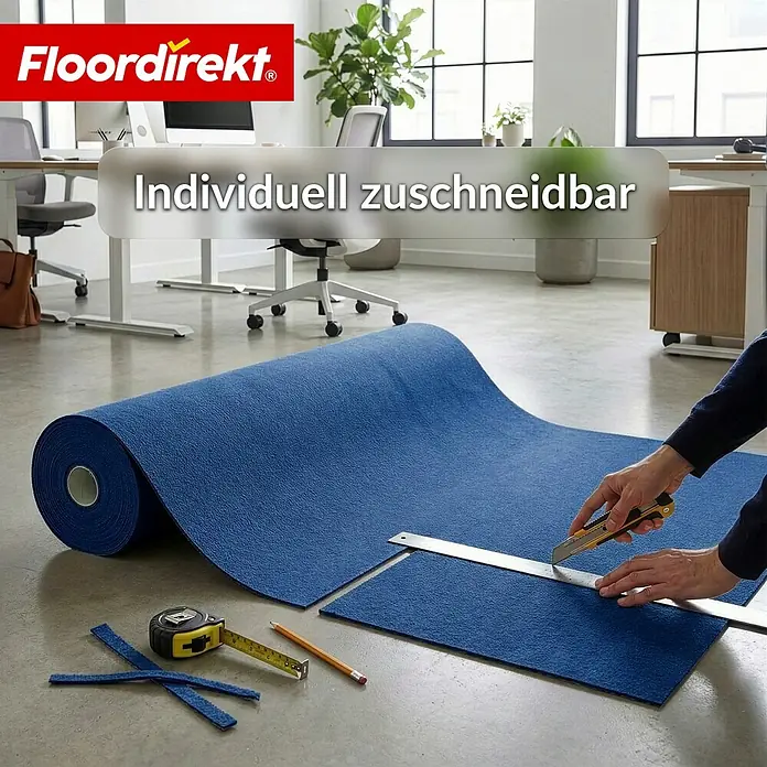 Floordirekt Teppichboden Meterware Malta - aus Nadelvlies - mit Schaumrücken - Dunkelblau - 200 x 800 cm - Breite: 200 cm, Nadelfilz, Polypropylen, Dunkelblau