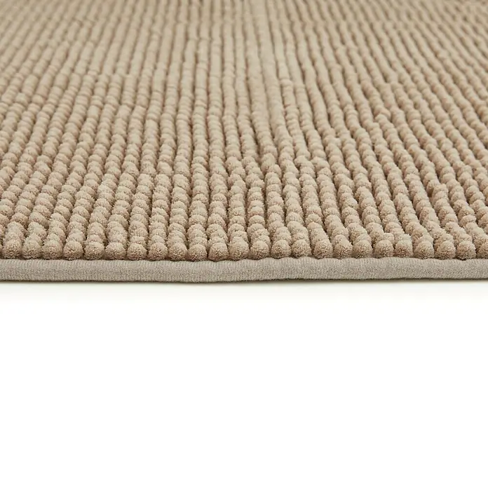 Badteppich Zottel - 50 x 80 cm, Sand, 100% Polyester - Beige Badematte mit plüschigem, genopptem Design.