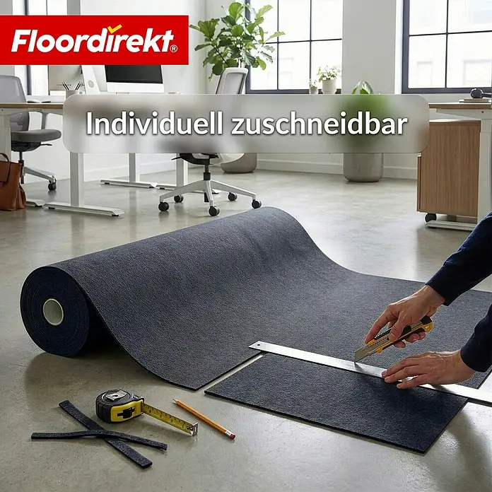 Floordirekt Teppichboden Meterware Malta - aus Nadelvlies - mit Schaumrücken - Anthrazit - 200 x 250 cm - Breite: 200 cm, Nadelfilz, Polypropylen, Anthrazit